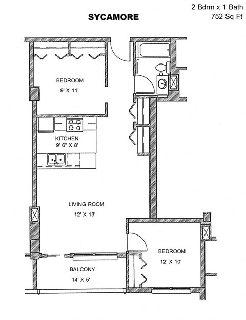 Residences at Capitol Heights Apartment Homes in Denver, Colorado Sycamore Floor Plan
